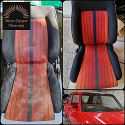 Nitro carpet and upholstery cleaning car seat before and after photo